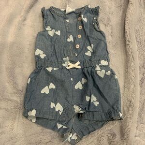 Carter's Blue and White Heart Print Romper